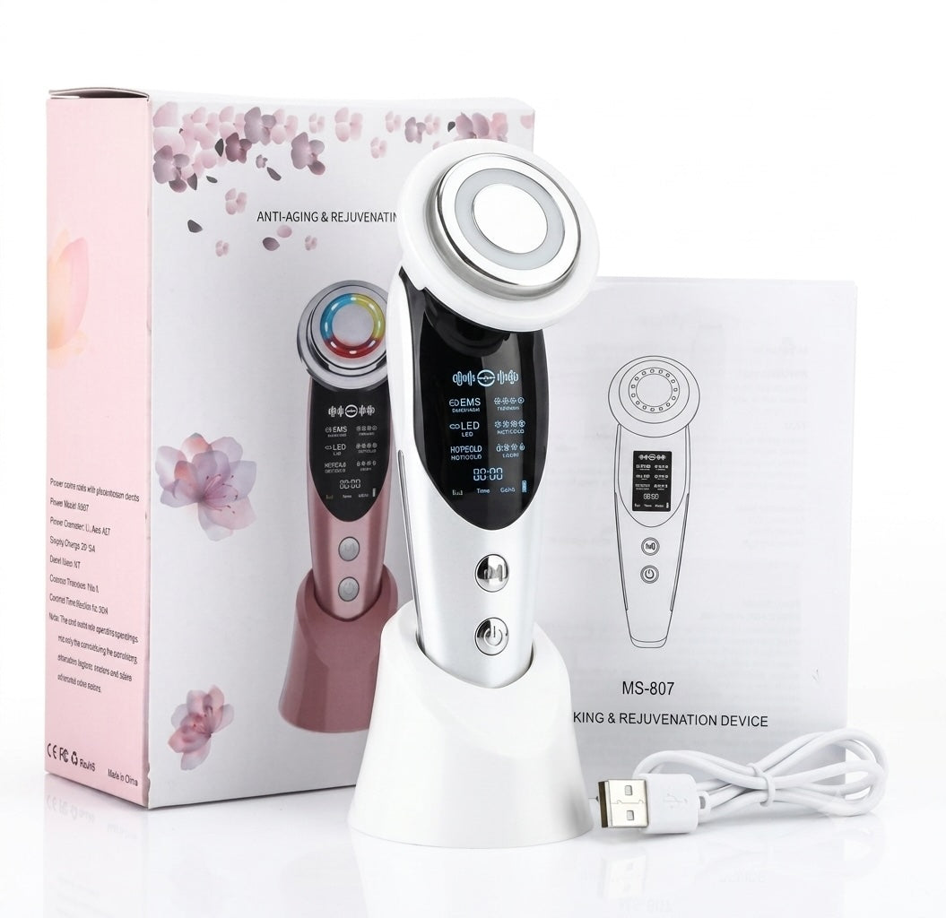 7-in-1 EMS Facial Massager with LED & Vibration